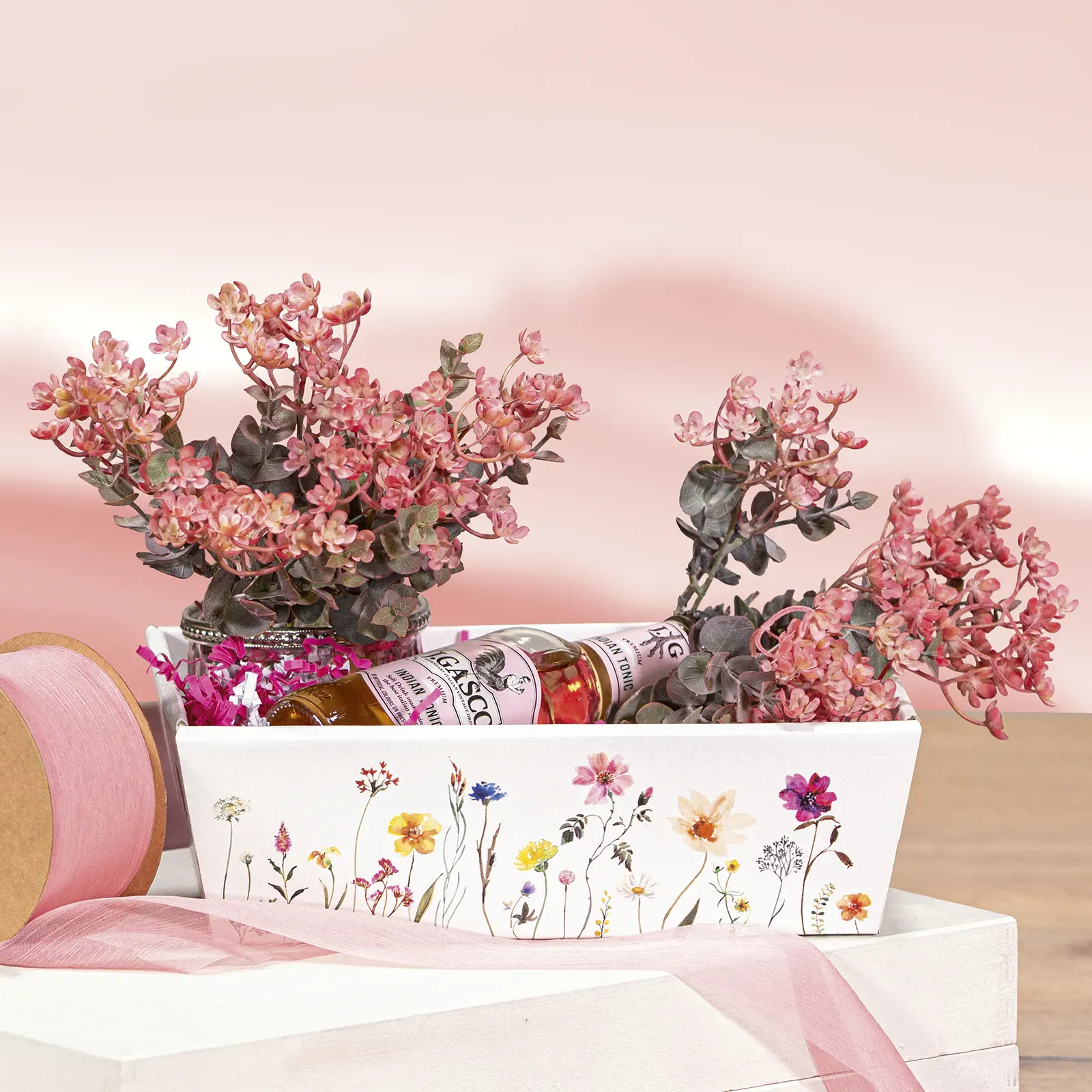 Präsentkorb 4-eckig Blumen -klein-, Strukturkarton – Bild 2