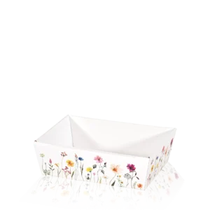 Präsentkorb 4-eckig Blumen -klein-, Strukturkarton