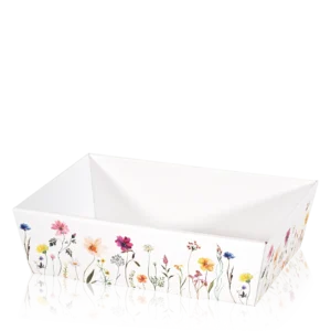 Präsentkorb 4-eckig "Blumen" -mittel-, Strukturkarton