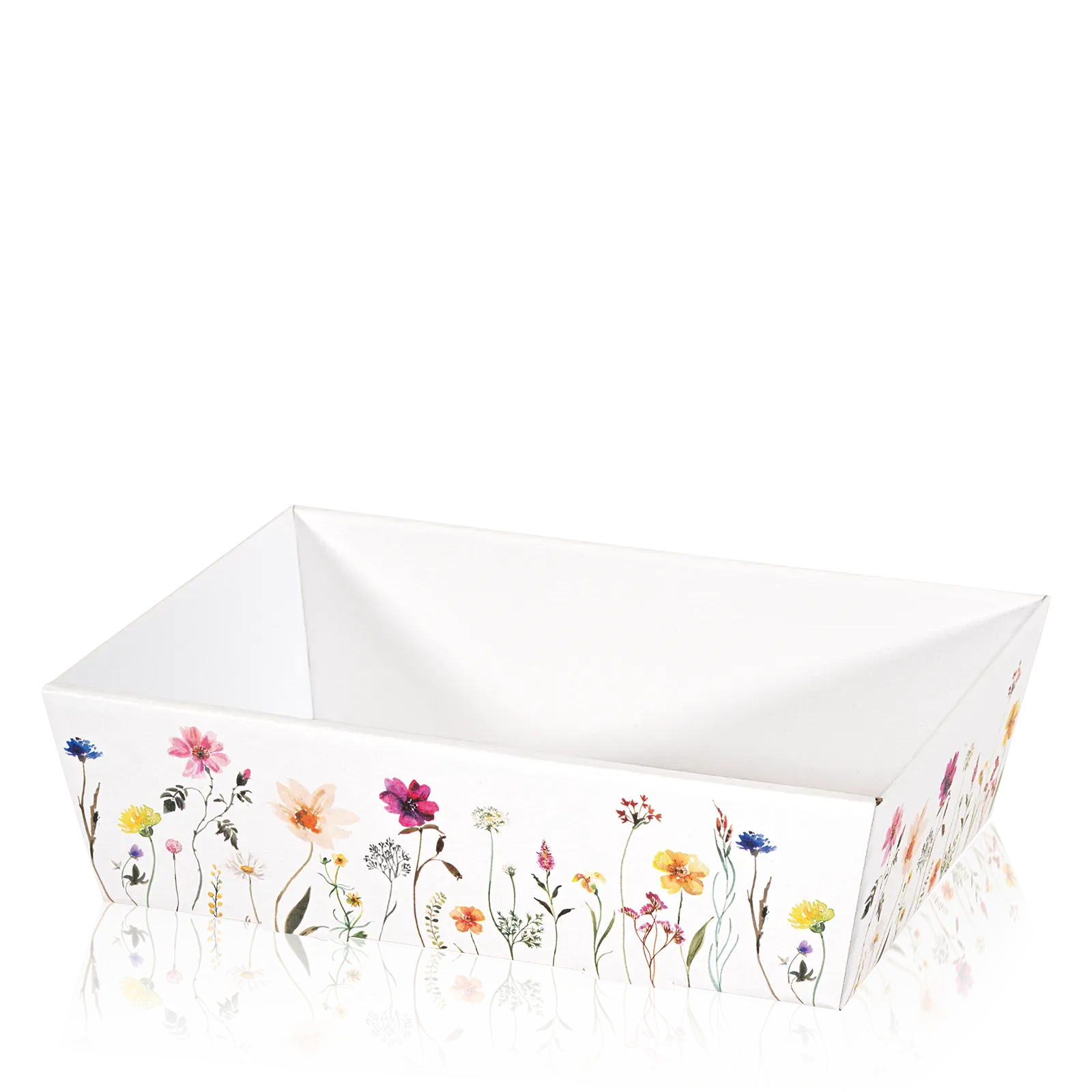 Präsentkorb 4-eckig "Blumen" -mittel-, Strukturkarton